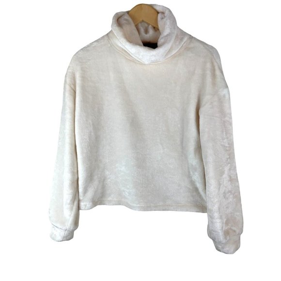 Sanctuary Top Women's Size XS Super Soft Plush Mock Neck Ivory Long Sleeve - Picture 1 of 10